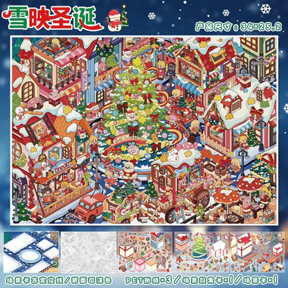 DIY mininature Scene Sticker YiLan Vol. 118 Snowy Christmas Cloud City - XL 2