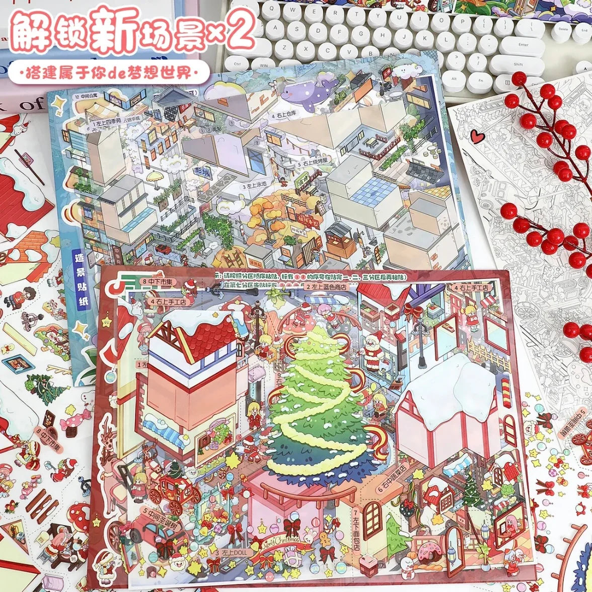 DIY mininature Scene Sticker YiLan Vol. 118 Snowy Christmas Cloud City - XL 6