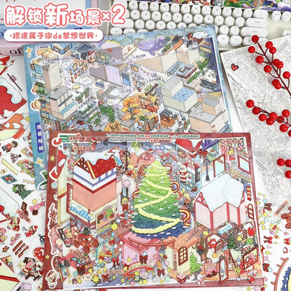 DIY mininature Scene Sticker YiLan Vol. 118 Snowy Christmas Cloud City - XL 6