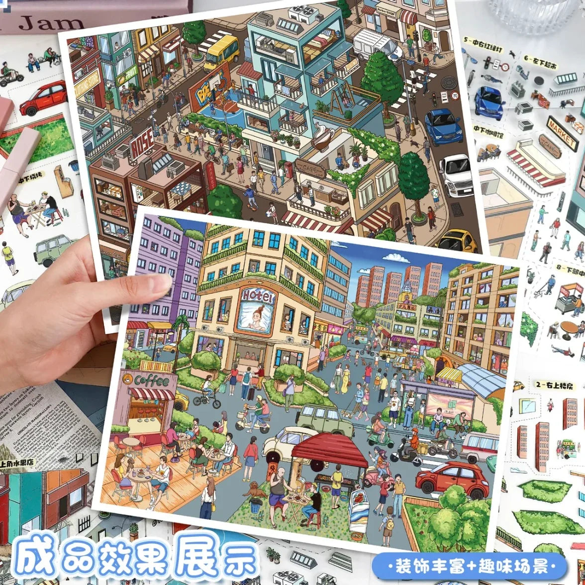 DIY mininature Scene Sticker YiLan Vol. 119 Street Scene Residential Area Pedestrian Street - L 7
