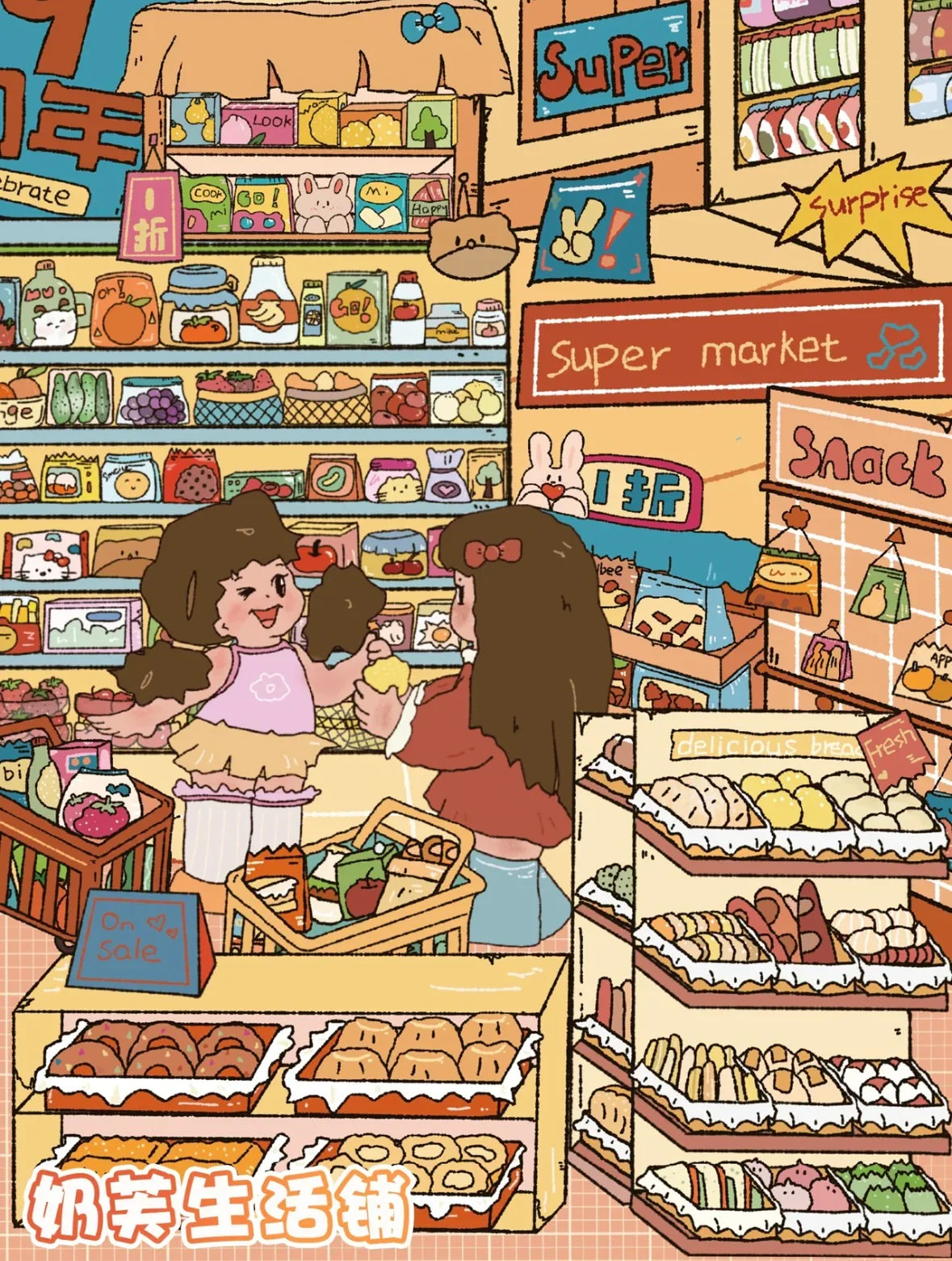 DIY mininature Scene Sticker YiLan Vol. 125 Stocking Series Self-Serve Food House Cream Life Shop - L 2