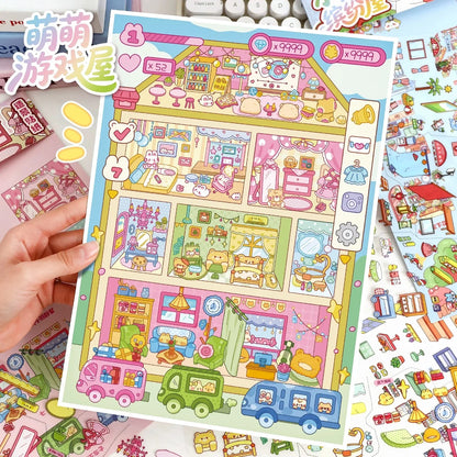 DIY mininature Scene Sticker YiLan Vol. 129 Cubicle Series Bear Color House Cute Game Room - L 3