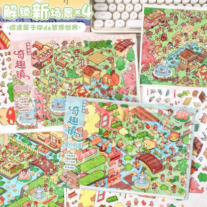 DIY mininature Scene Sticker YiLan Whimsy Town Vol. 135 Holiday Travel Journal Summer Street Scenes - L 1