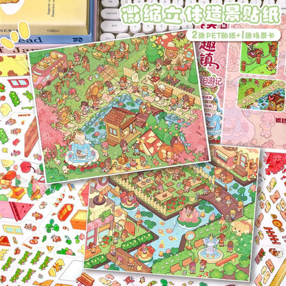 DIY mininature Scene Sticker YiLan Whimsy Town Vol. 135 Holiday Travel Journal Summer Street Scenes - L 2