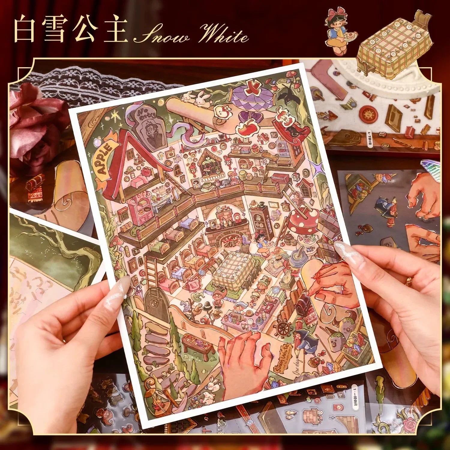 DIY mininature Scene Sticker YiLan Fairy Tale Series Vol. 136 Snow White Sleeping Beauty - L 3