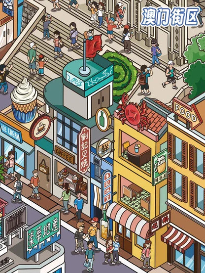 DIY mininature Scene Sticker YiLan Vol. 139 Hong Kong Street District Macau Street District - L 4