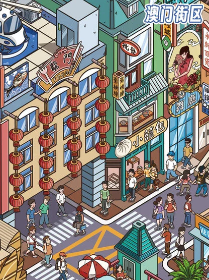 DIY mininature Scene Sticker YiLan Vol. 139 Hong Kong Street District Macau Street District - L 5