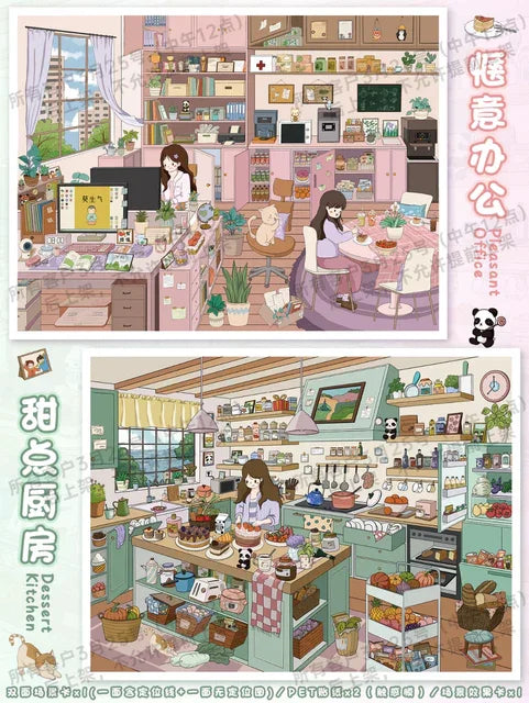 DIY mininature Scene Sticker YiLan Vol. 140 Cozy Office Dessert Kitchen - L 1