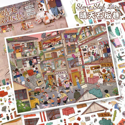 DIY mininature Scene Sticker YiLan Vol. 143 Sunset Orange Sea Sunny Stone Alley - L 4