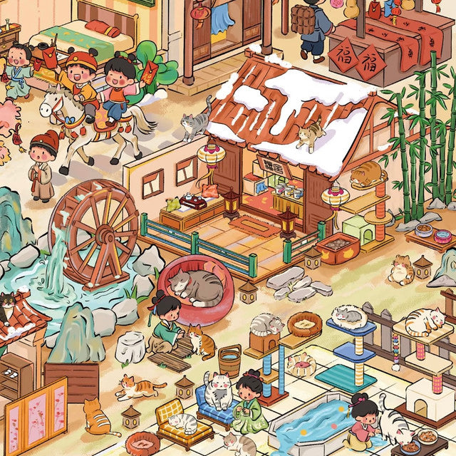 DIY mininature Scene Sticker YiLan Vol. 151 Ancient Style Series Spring Fenghe Village Winter Fenghe Village - L 4