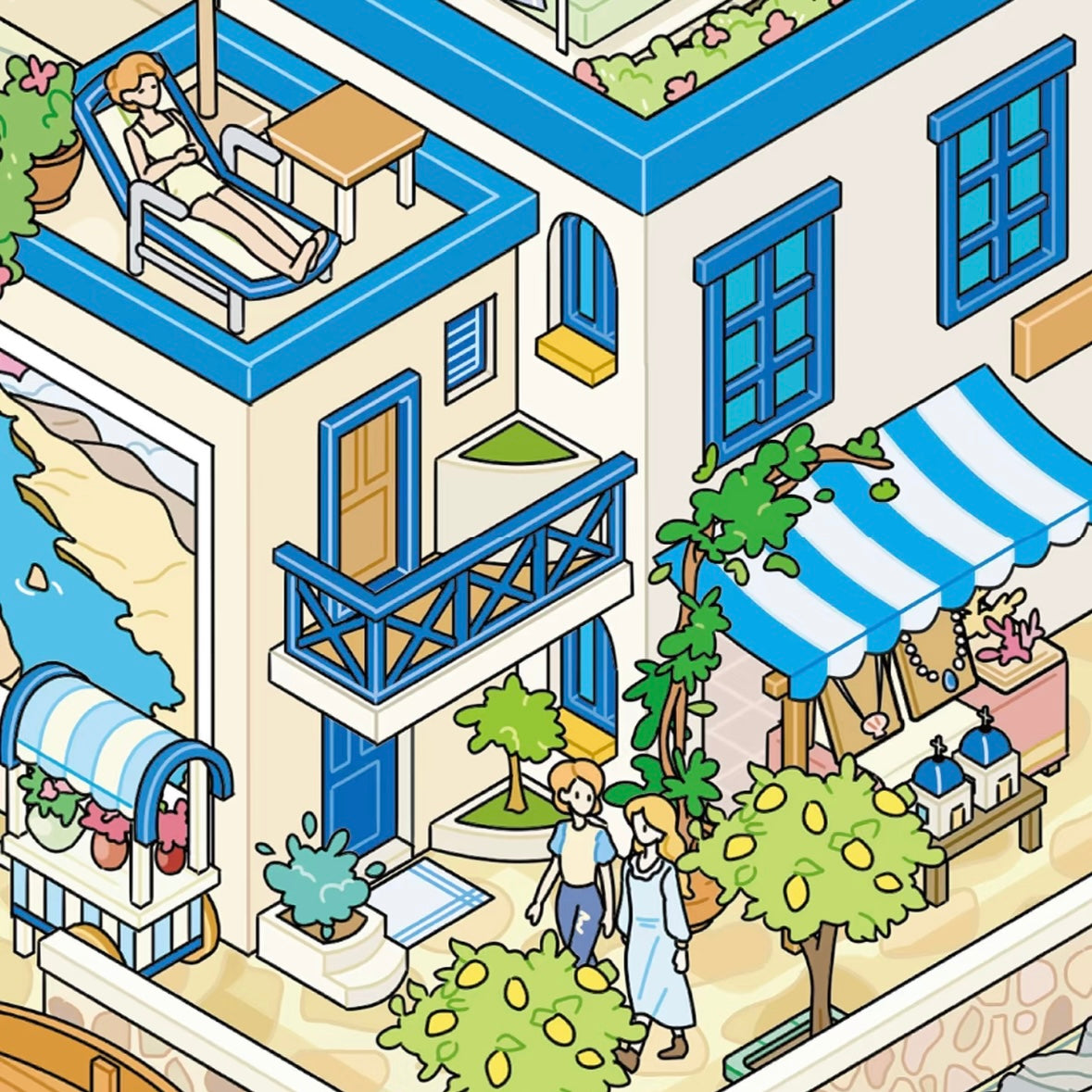 DIY miniature Scene Sticker YiLan Vol. 163 Swan Town Santorini - L 2