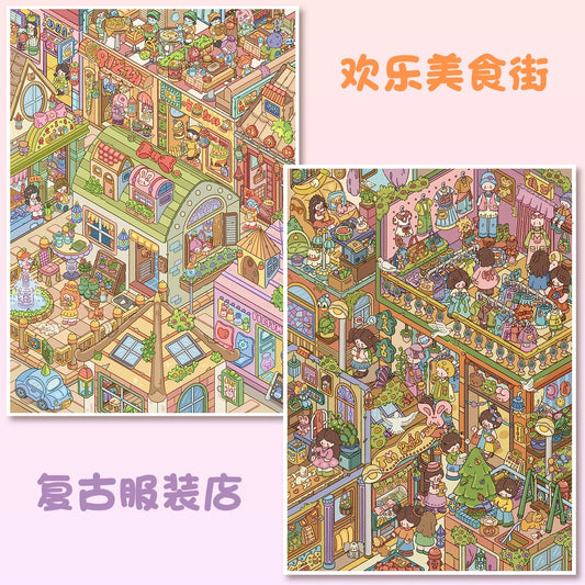 DIY miniature Scene Sticker YiLan Vol. 165 Happy Food Street Vintage Clothing Store - L 1