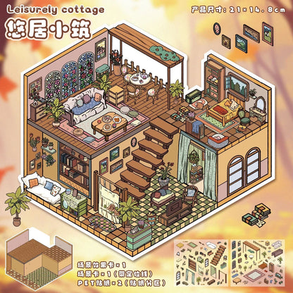 DIY mininature Scene Sticker YiLan Shop Series The Tiny Apartment Leisurely Cottage Kindergarden Pine Forest Bookstore - M 5