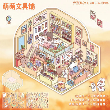 DIY mininature Scene Sticker YiLan Cute Fun Series Happy Afternoon Tea Meow Little House Stationery Store Cherry Party - M 5