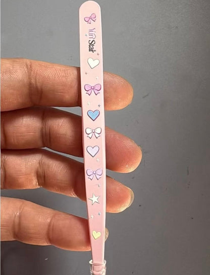 YUBXING Embossed Sweetheart Tweezers Angled Tip Tweezers Curved Tip Tweezers Straight Tweezers - S