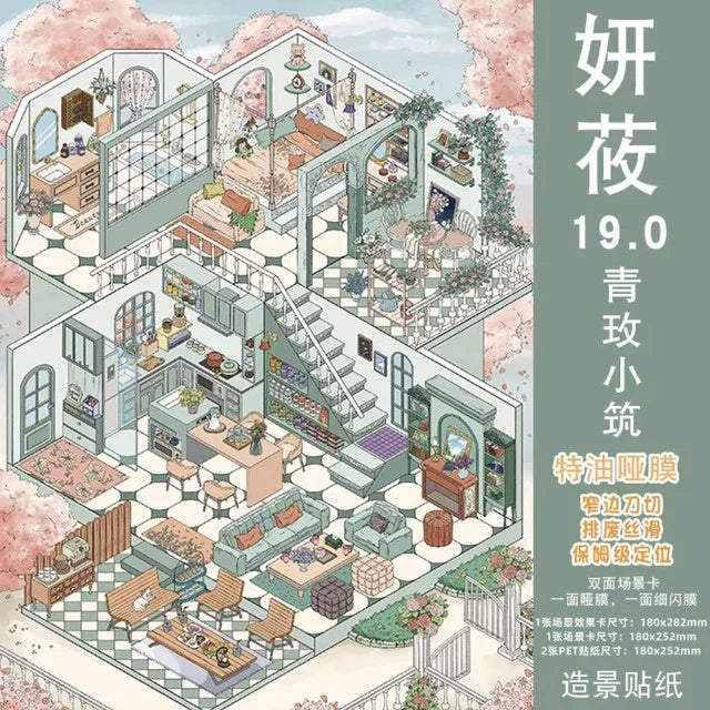 Vol. 19 Villa House Series Half-Mountain Notes Blue Dream Pink Azure Heart Green Rose Cottage - L