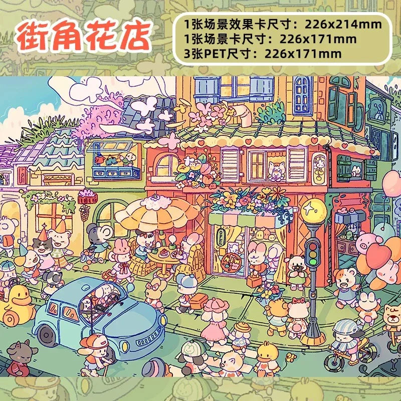 DIY mininature Scene Sticker YanYou Vol. 2 Flower Shop Peach Garden Villa Grassland Farm Ancient Town - L 2