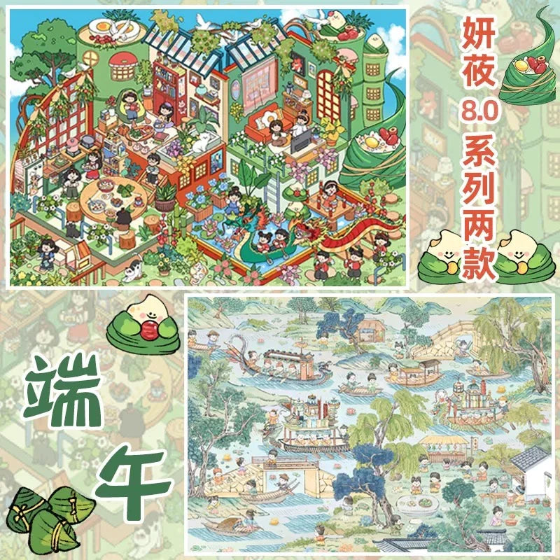DIY mininature Scene Sticker YanYou Vol. 8 Dragon Boat Festival Dragon Boat Festival Riverside - L 1