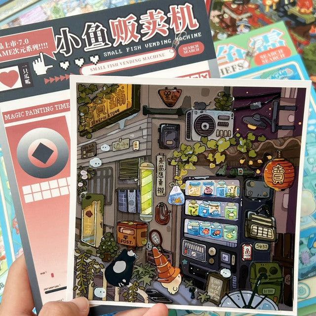 DIY mininature Scene Sticker GUAGUA Game Dimension Series Jar World Chef King Showdown Retro Games Horror Town - L 5