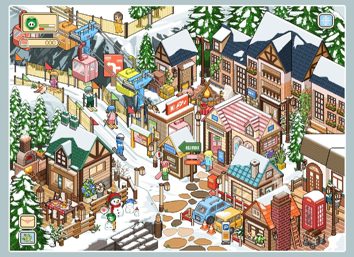 DIY miniature Scene Sticker GUAGUA Vol. 8 Countryside Winter Snowfield Cherry Blossom Town Waterfront Cabin Harbor Dock Gas Station + Convenience Store Vending Machine Dessert Barbecue Vegetables Diving Ticket Sales Pink Cockpit 7-Pack Set - L 5
