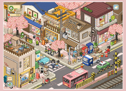DIY miniature Scene Sticker GUAGUA Vol. 8 Countryside Winter Snowfield Cherry Blossom Town Waterfront Cabin Harbor Dock Gas Station + Convenience Store Vending Machine Dessert Barbecue Vegetables Diving Ticket Sales Pink Cockpit 7-Pack Set - L 6