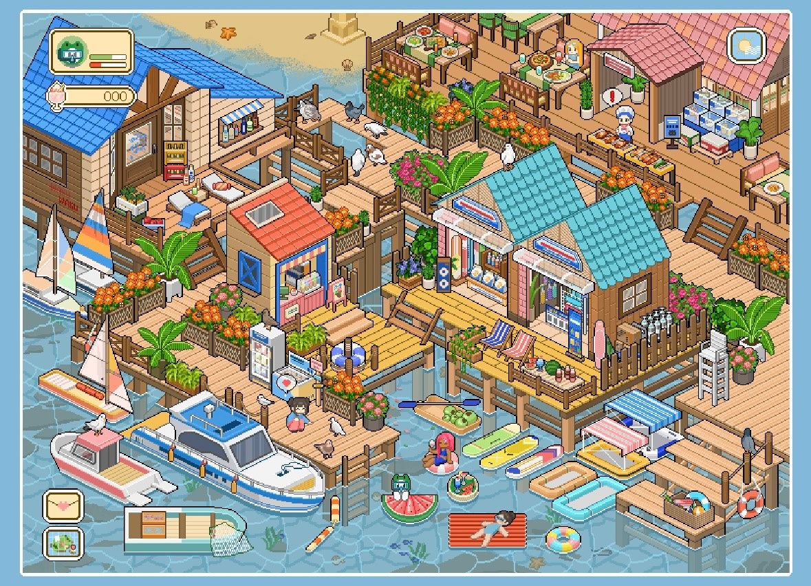 DIY miniature Scene Sticker GUAGUA Vol. 8 Countryside Winter Snowfield Cherry Blossom Town Waterfront Cabin Harbor Dock Gas Station + Convenience Store Vending Machine Dessert Barbecue Vegetables Diving Ticket Sales Pink Cockpit 7-Pack Set - L 7
