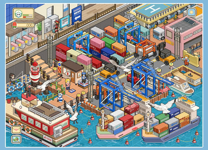DIY miniature Scene Sticker GUAGUA Vol. 8 Countryside Winter Snowfield Cherry Blossom Town Waterfront Cabin Harbor Dock Gas Station + Convenience Store Vending Machine Dessert Barbecue Vegetables Diving Ticket Sales Pink Cockpit 7-Pack Set - L 8