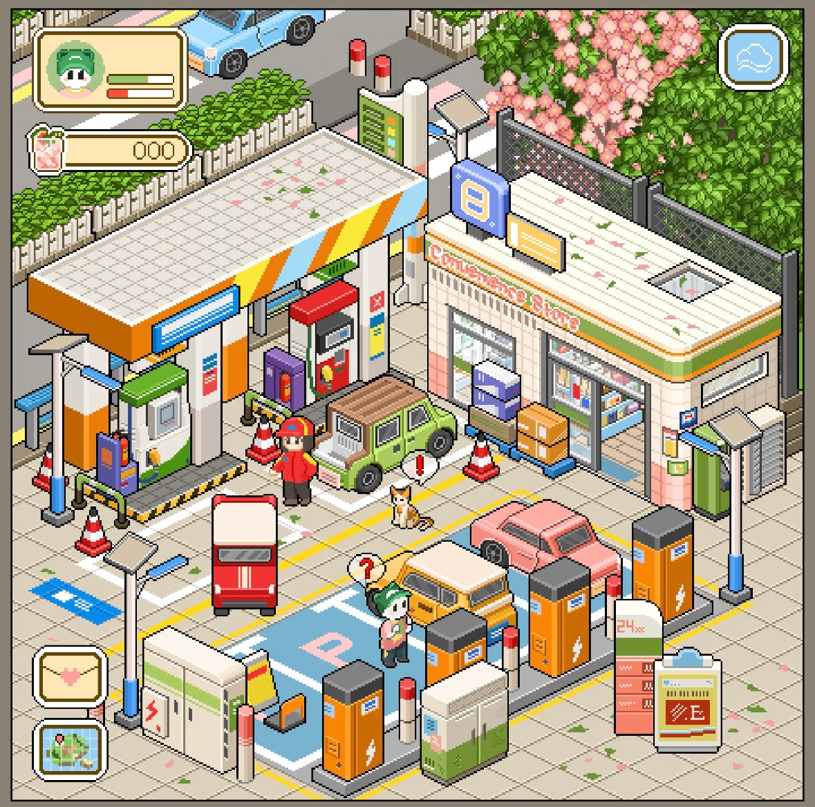DIY miniature Scene Sticker GUAGUA Vol. 8 Countryside Winter Snowfield Cherry Blossom Town Waterfront Cabin Harbor Dock Gas Station + Convenience Store Vending Machine Dessert Barbecue Vegetables Diving Ticket Sales Pink Cockpit 7-Pack Set - L 9