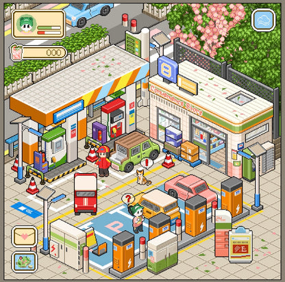 DIY miniature Scene Sticker GUAGUA Vol. 8 Countryside Winter Snowfield Cherry Blossom Town Waterfront Cabin Harbor Dock Gas Station + Convenience Store Vending Machine Dessert Barbecue Vegetables Diving Ticket Sales Pink Cockpit 7-Pack Set - L 9