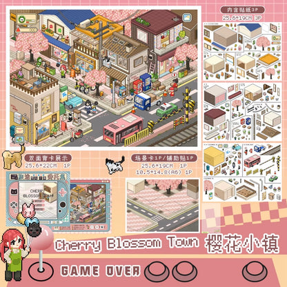 Vol. 8 Countryside Winter Snowfield Cherry Blossom Town Waterfront Cabin Harbor Dock Gas Station + Convenience Store Vending Machine Dessert Barbecue Vegetables Diving Ticket Sales Pink Cockpit 7-Pack Set - L