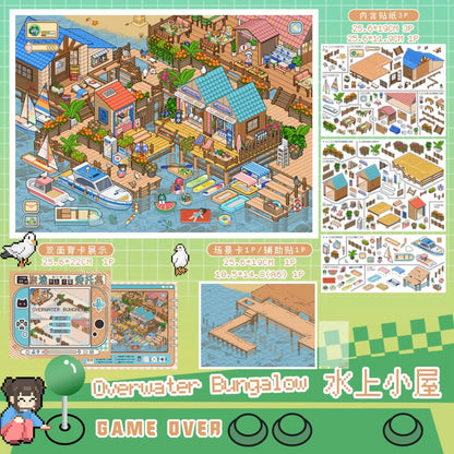 Vol. 8 Countryside Winter Snowfield Cherry Blossom Town Waterfront Cabin Harbor Dock Gas Station + Convenience Store Vending Machine Dessert Barbecue Vegetables Diving Ticket Sales Pink Cockpit 7-Pack Set - L
