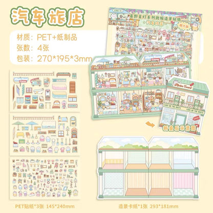 DIY miniature Scene Sticker ZHIJI Starlit Wilderness Cubicles Castle Nocturne Roadside Motel Sweet Manor Pirate Cruise - L 5