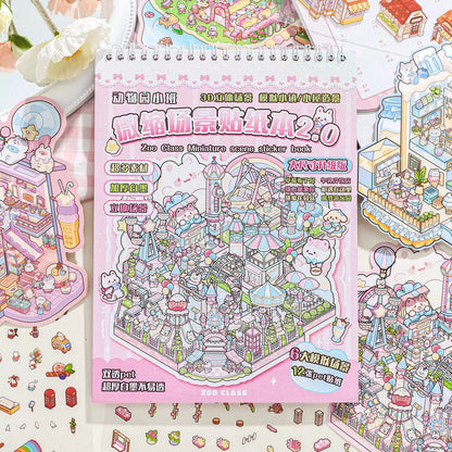 DIY miniature Scene Sticker ZHIJI Miniature Scene Sticker Book 2.0 Capybara Little Zoo Class - L 4
