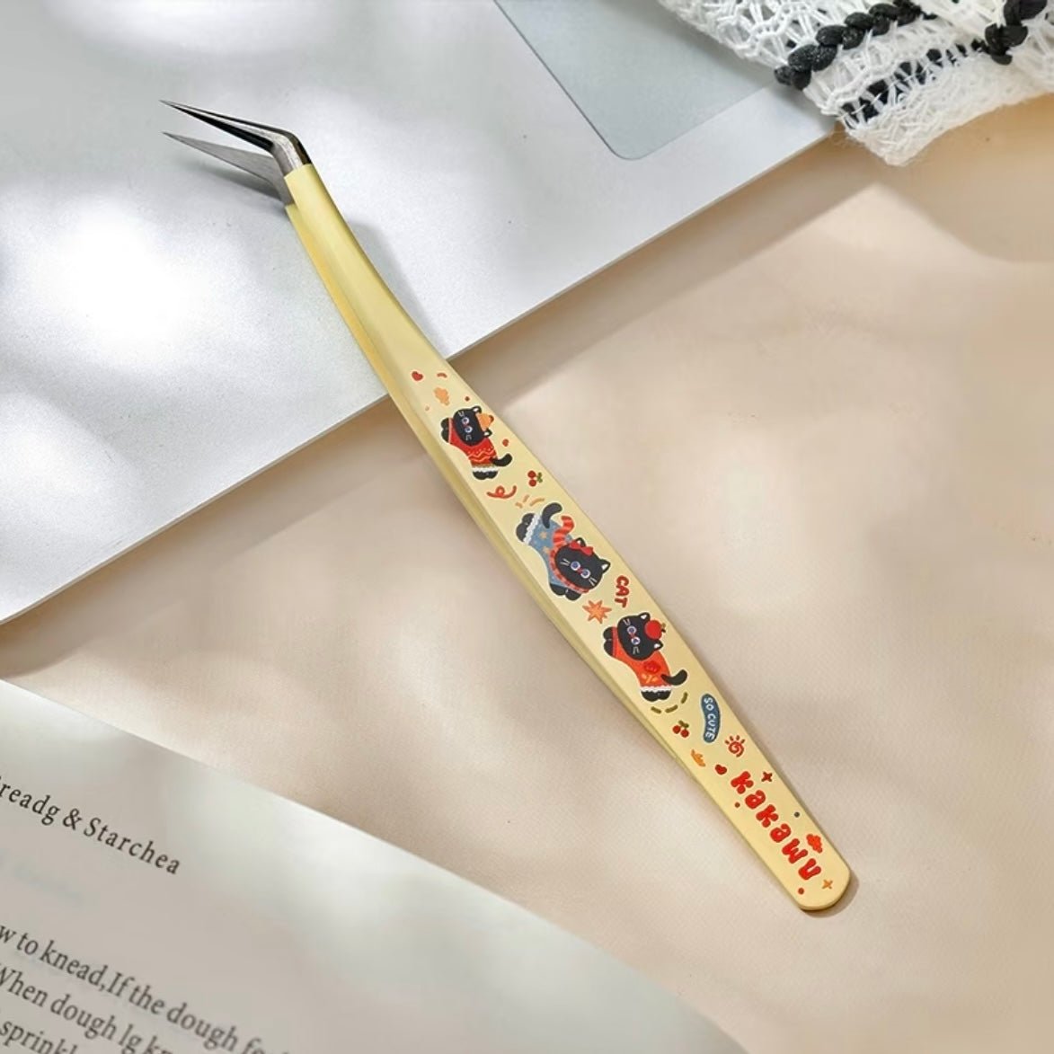 Animal Party Tweezers 2.0 Blue Dachshund Yellow Black Cat Cream Calico Cat Pink Bunny - S - JoyJollyCrafts