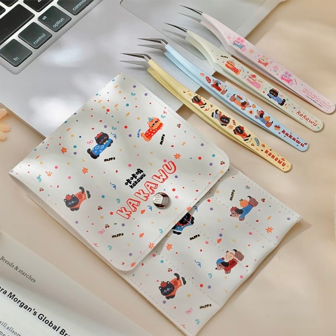 Animal Party Tweezers 2.0 Blue Dachshund Yellow Black Cat Cream Calico Cat Pink Bunny - S - JoyJollyCrafts