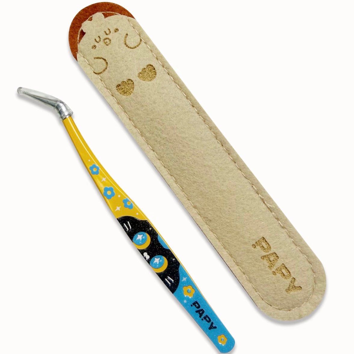 Black Cat Embossed Tweezers Cat and Fish Cat Eye Blossom - S - JoyJollyCrafts