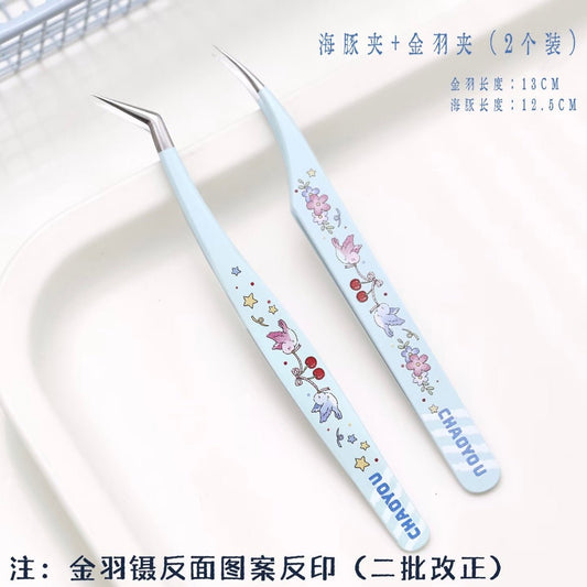 Blue Bird Tweezers Golden Feather Tweezers Dolphin Tweezers - S - JoyJollyCrafts