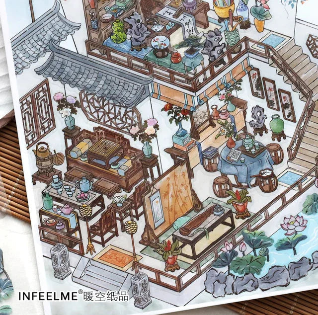 Boutique series Vol. 43 Pine Breeze Hall Ink Dyed Residence Joy Hall Fortune Pavilion - M - JoyJollyCrafts