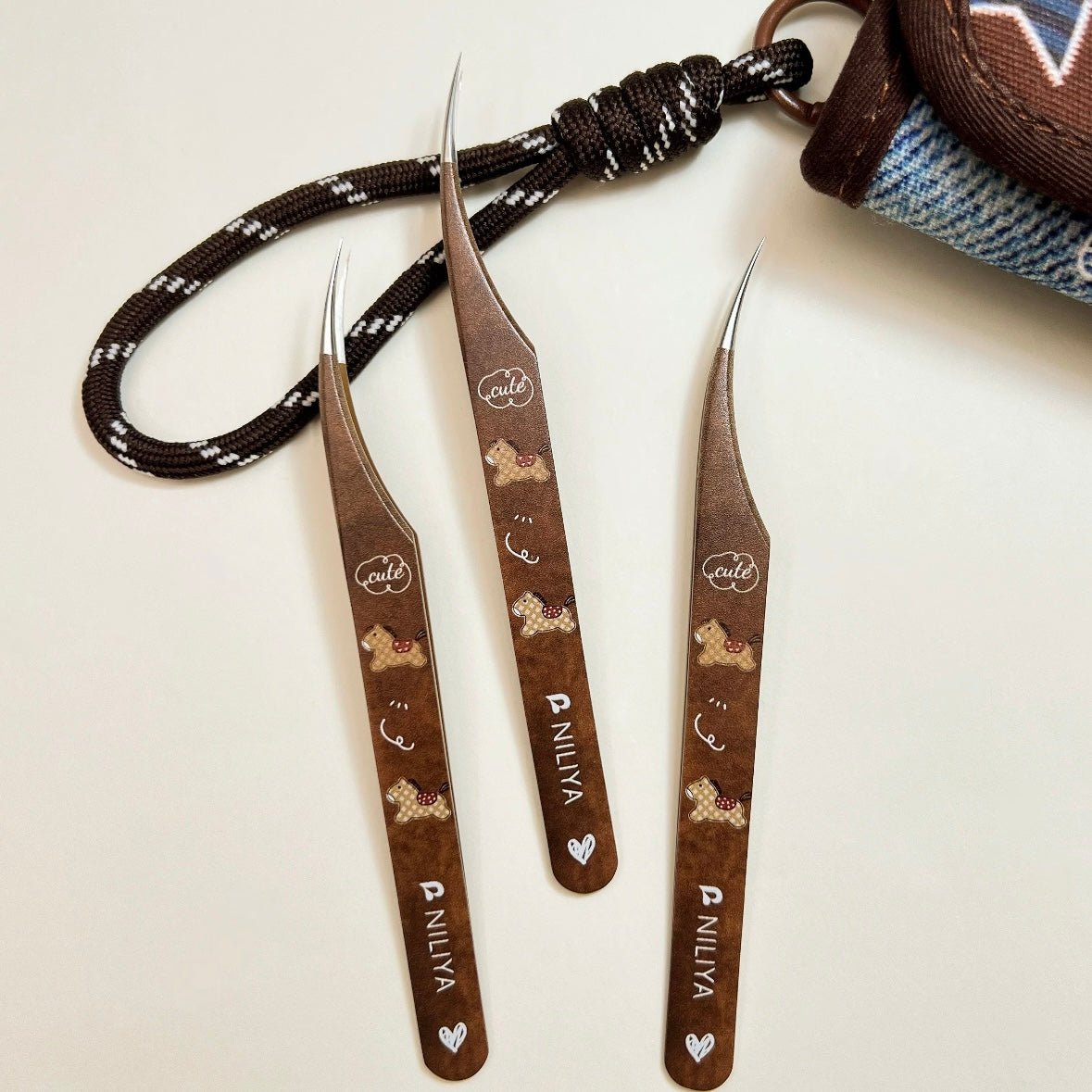 Brown Pony Curved Tip Tweezers - JoyJollyCrafts
