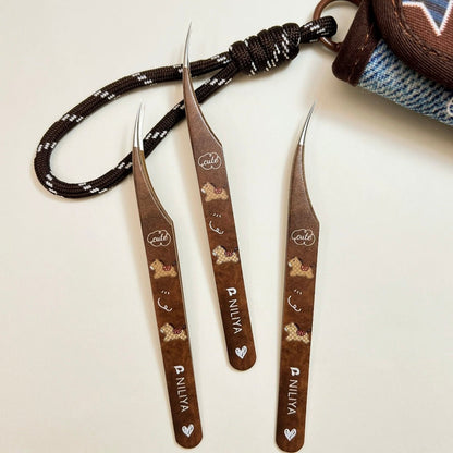 Brown Pony Curved Tip Tweezers - JoyJollyCrafts
