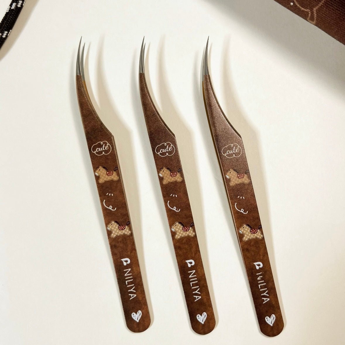 Brown Pony Curved Tip Tweezers - JoyJollyCrafts