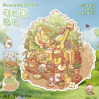 Cartoon Scene Chocolate House Avocado Salad Chenpi Rose Teapot Soft Toast House - M - JoyJollyCrafts