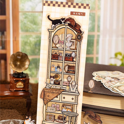 Cat Island Pixel Style Bookmark DIY Scenesticker book Cat in the Cabinet Cat in the House - S - JoyJollyCrafts