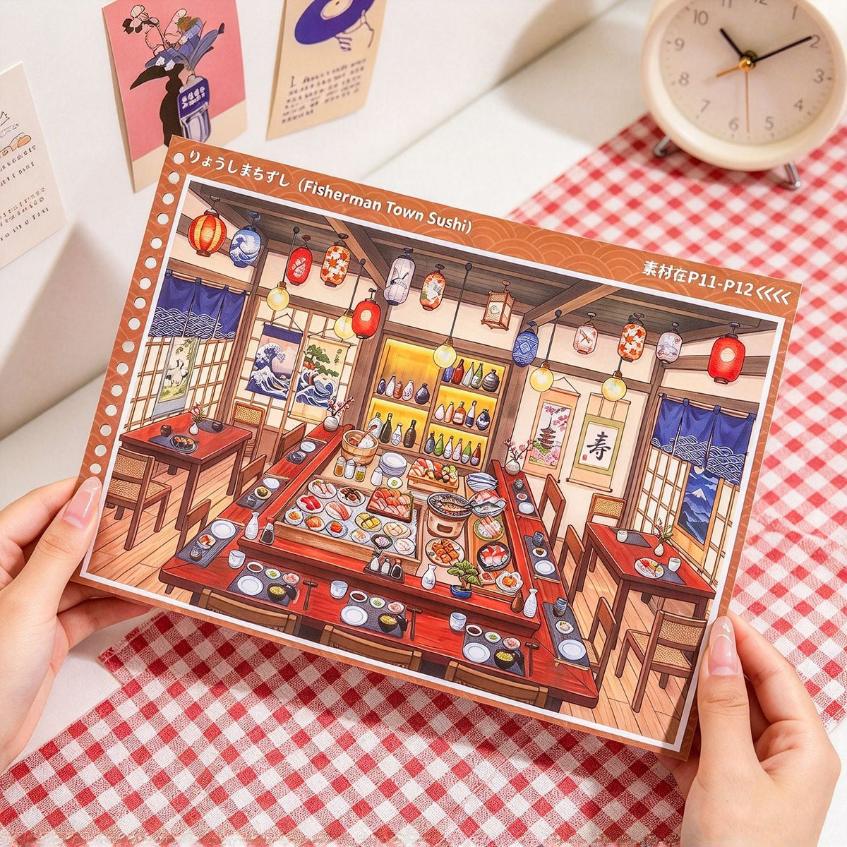 Chestnut-kun Japanese-Style Scenery Sticker Collection Book Showa Machiya - XL - JoyJollyCrafts