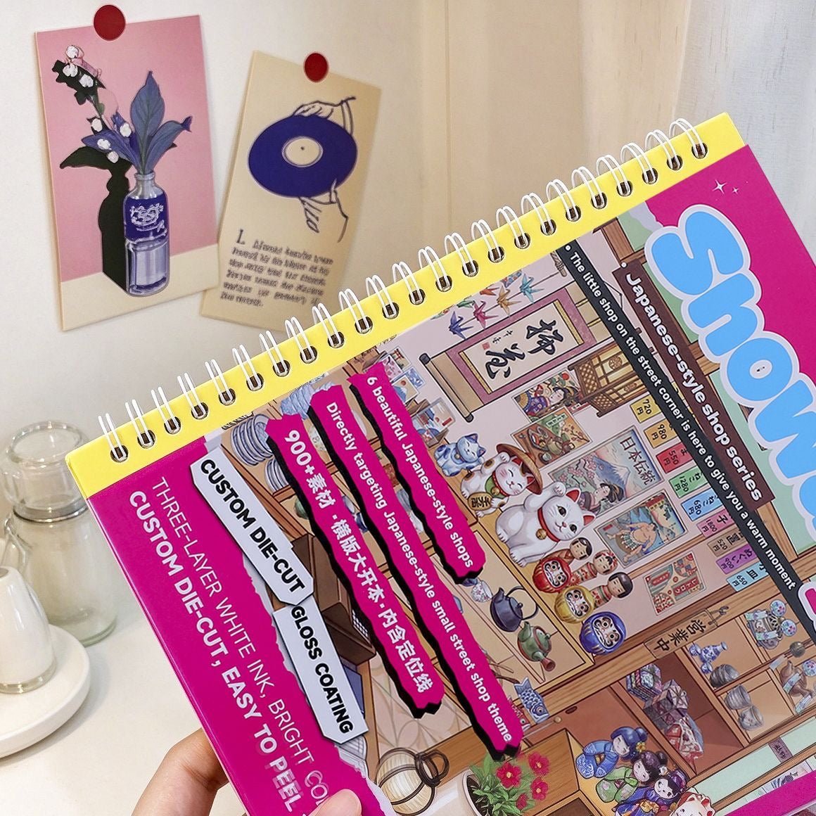 Chestnut-kun Japanese-Style Scenery Sticker Collection Book Showa Machiya - XL - JoyJollyCrafts