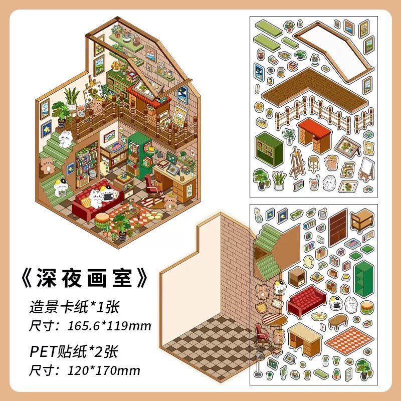 Cozy Room Series Vol. 1 Midnight Art Studio Lovely Attic Oxygen Station Starlight Bookshop - M - JoyJollyCrafts