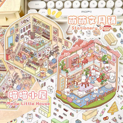 Cute Fun Series Happy Afternoon Tea Meow Little House Stationery Store Cherry Party - M - JoyJollyCrafts