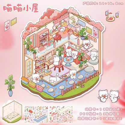 Cute Fun Series Happy Afternoon Tea Meow Little House Stationery Store Cherry Party - M - JoyJollyCrafts