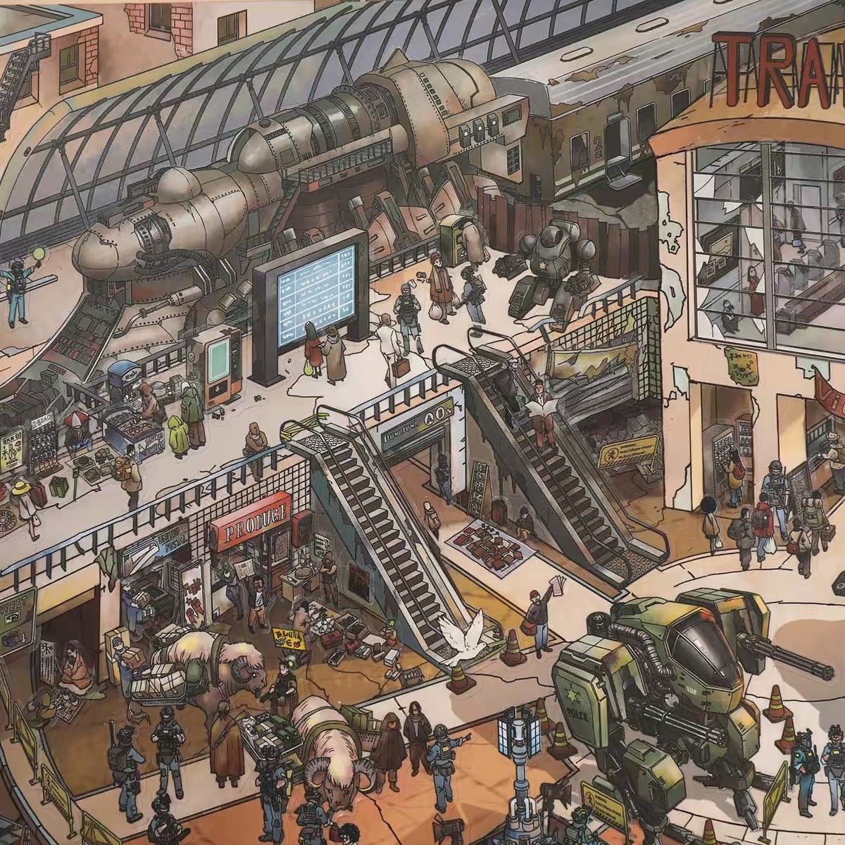 Cyber Wasteland Series Diorama Stickers Wasteland Station - L - JoyJollyCrafts