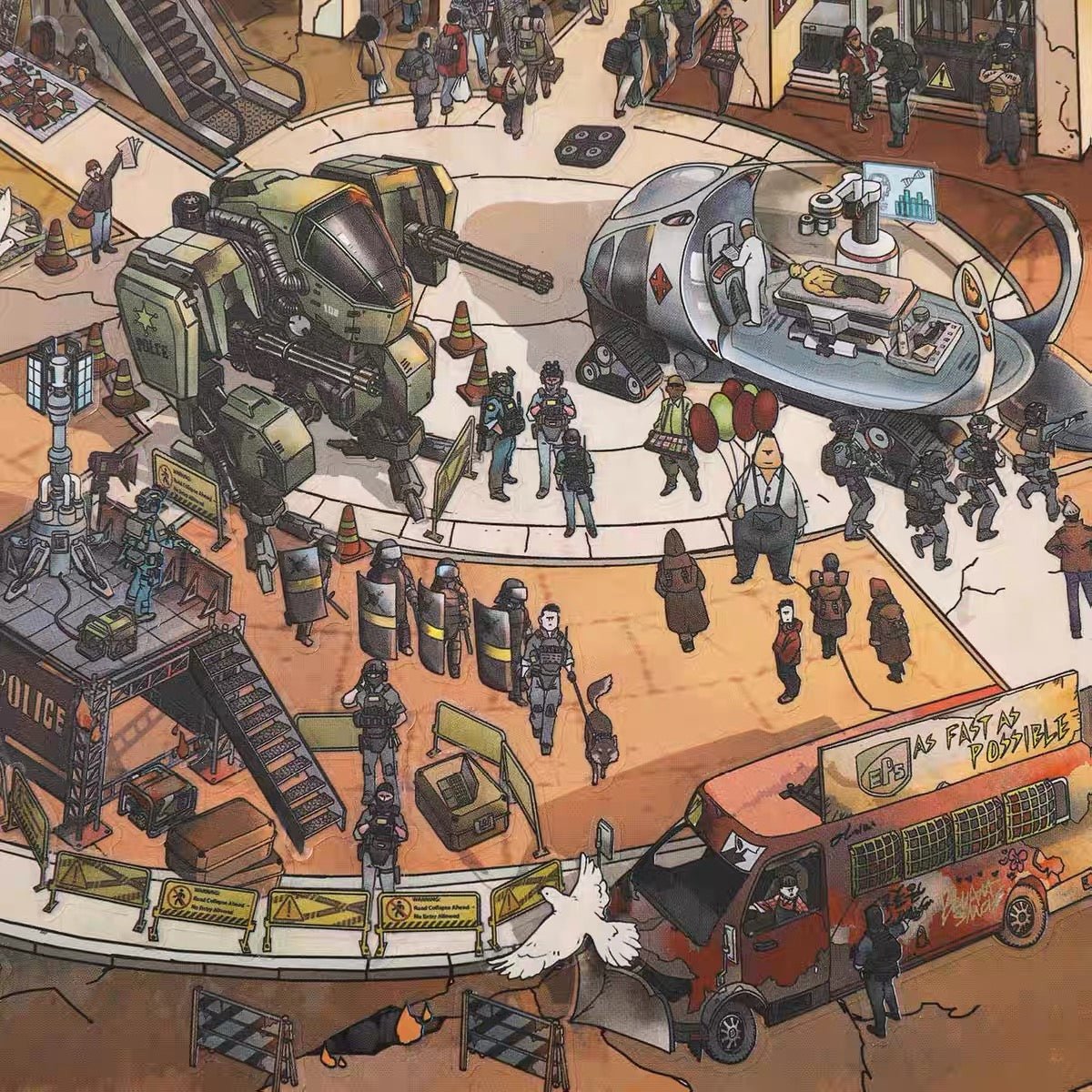 Cyber Wasteland Series Diorama Stickers Wasteland Station - L - JoyJollyCrafts